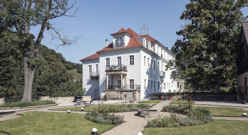 Schloss Prossen, vom Park aus gesehen, Foto: Till Schuster