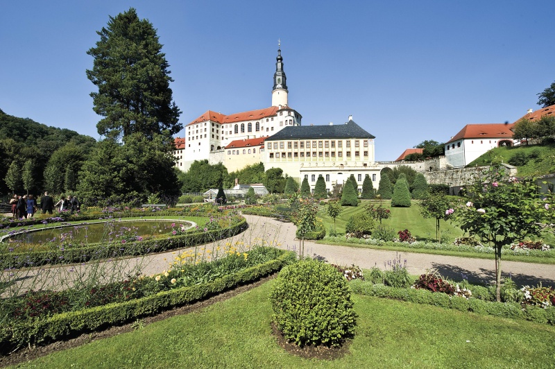 Weesenstein, Park mit Schlossblick